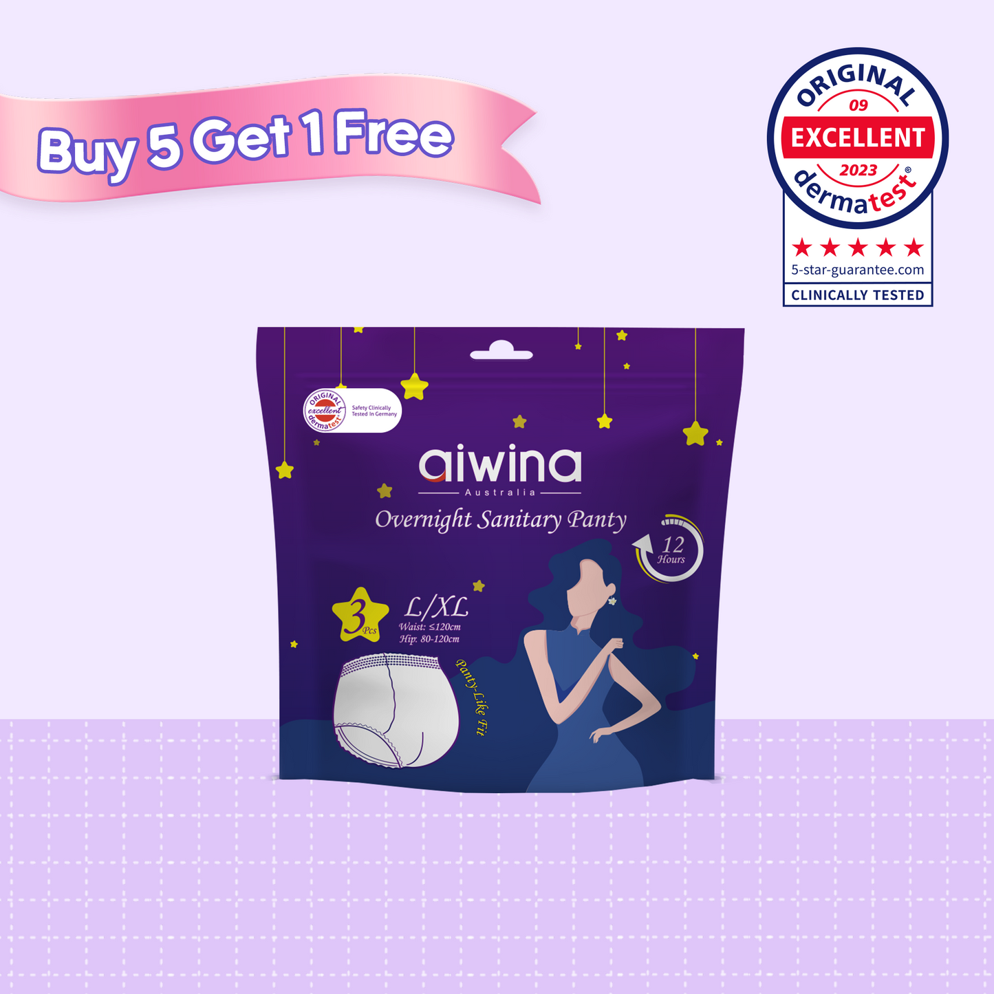 Buy 5 Get 1 Free | Aiwina Overnight Sanitary Panty