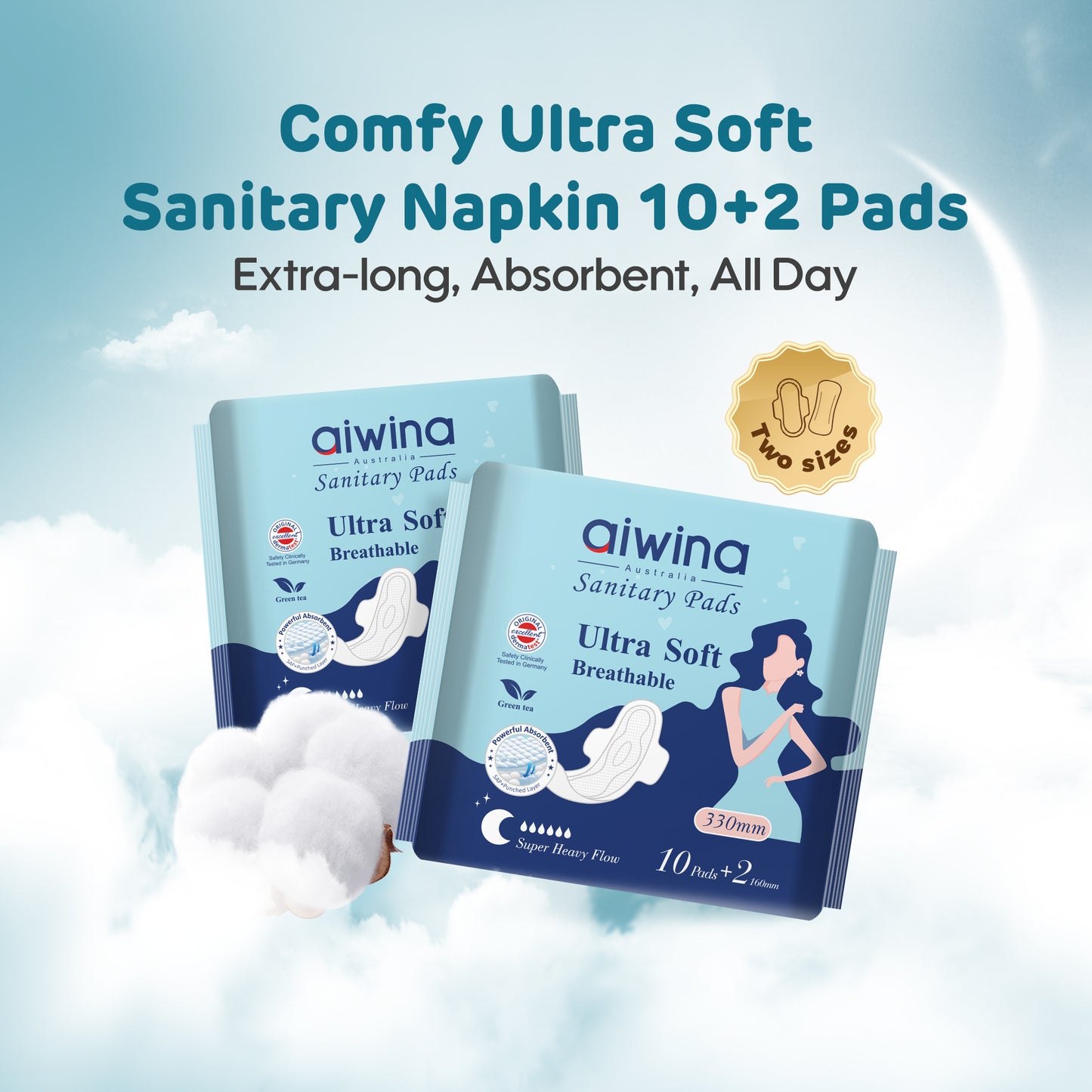 Aiwina Ultra Soft Breathable Extra Long Sanitary pads