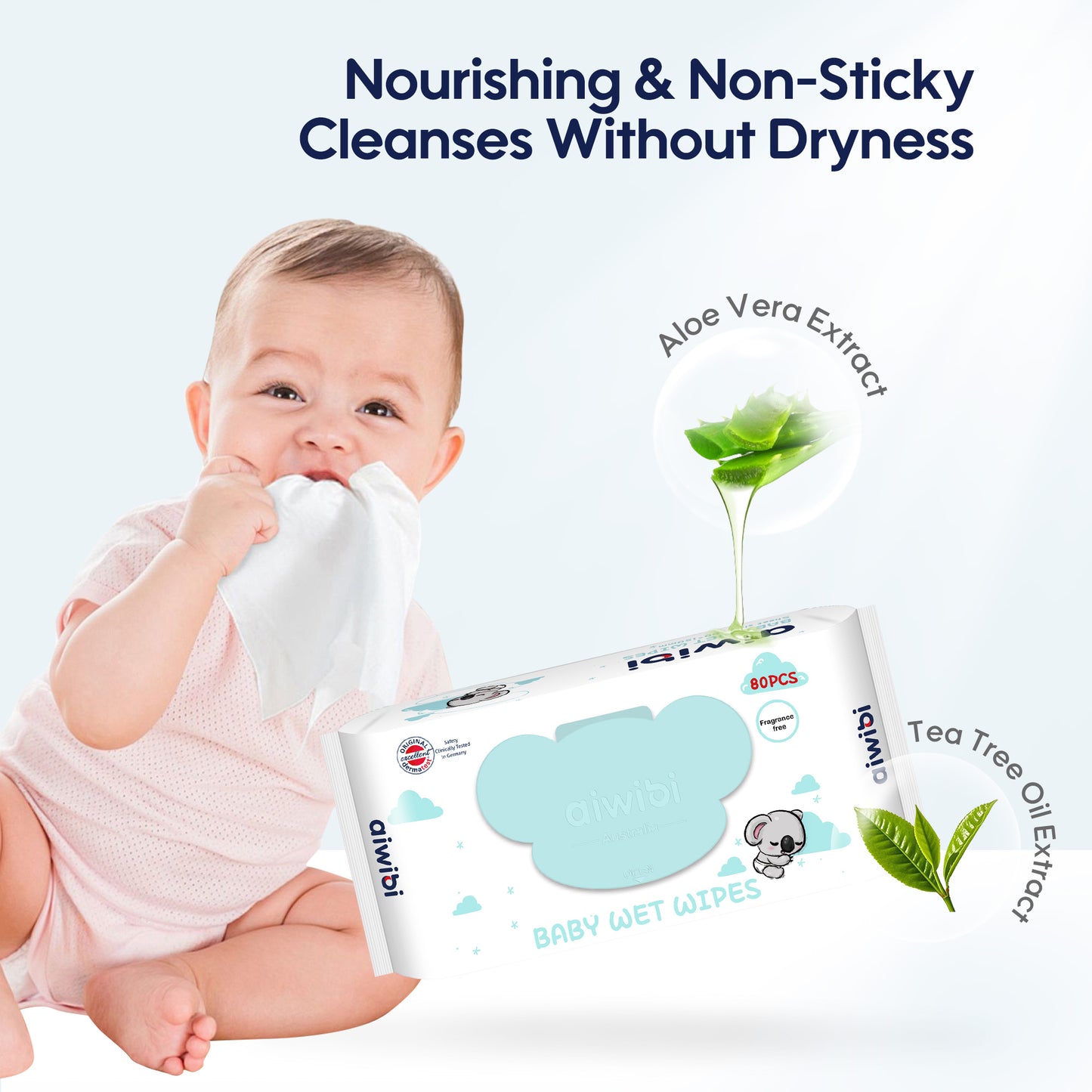 Gentle Soft Sensitive Care Fragrance free Koala Wipes