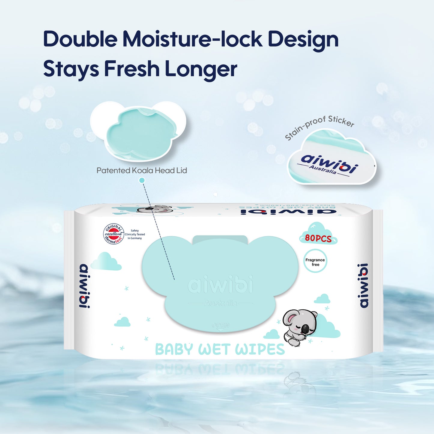 Gentle Soft Sensitive Care Fragrance free Koala Wipes