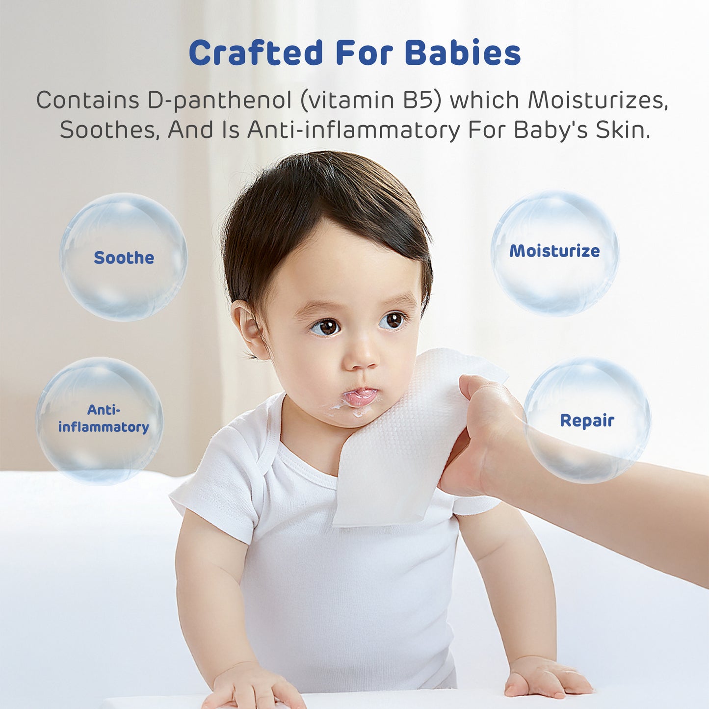 99.91% Pure Water D-Panthenol Wipes