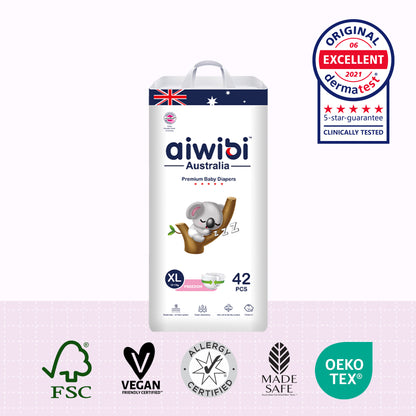 Aiwibi Comfy Soft Diapers, 42 pieces per pack, size xl, suitable for baby weighing 12-17kg.