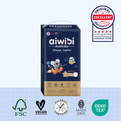 Aiwibi Ultimate Comfort Baby Pants Size L, 44 pieces per pack, suitable for newborns weighing 9–14 kg.