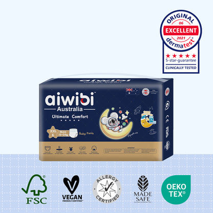 Aiwibi Ultimate Comfort Baby Pants Size XXL, 36 pieces per pack, suitable for newborns weighing 15–24 kg.
