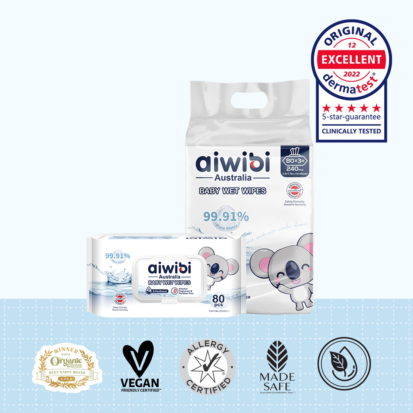 99.91% Pure Water D-Panthenol Wipes